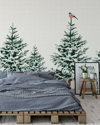 Snowy Spruce Trees Scenic Wallpaper