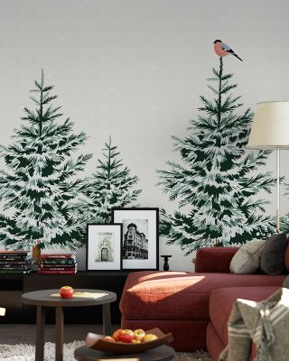 Snowy Spruce Trees Scenic Wallpaper