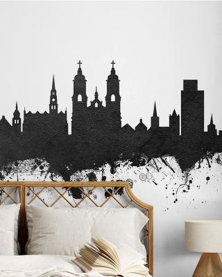 St Gallen Switzerland Skyline Black & White Wallpaper