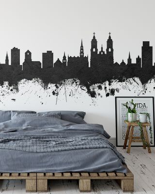 St Gallen Switzerland Skyline Black & White Wallpaper