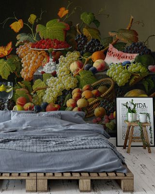 Still Life With Grapes Vintage Wallpaper