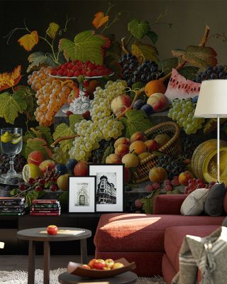 Still Life With Grapes Vintage Wallpaper