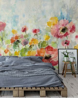 Summer Rain Floral Wallpaper