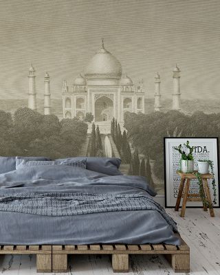 Taj Mahal Postcard II - Screenprint Wallpaper