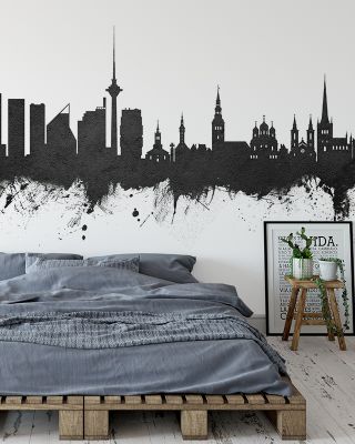 Tallinn Estonia Skyline Black & White Wallpaper