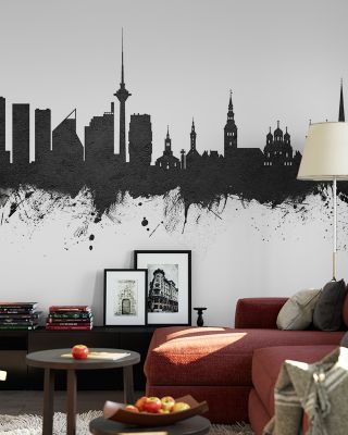Tallinn Estonia Skyline Black & White Wallpaper