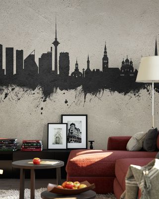 Tallinn Estonia Skyline Concrete Wallpaper