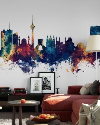 Tehran Iran Skyline Blue & Bronze Wallpaper