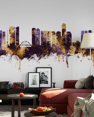 Tel Aviv Skyline Purple & Bronze Wallpaper