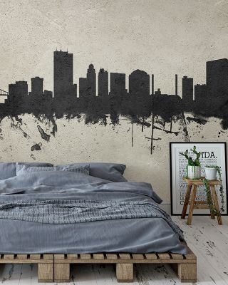 Toledo Ohio Skyline Concrete Wallpaper