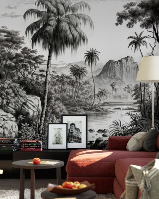 Tropical Riverbank Scenic Wallpaper