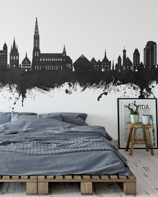 Ulm Germany Skyline Black & White Wallpaper