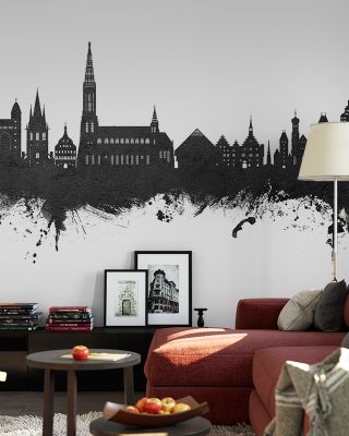 Ulm Germany Skyline Black & White Wallpaper