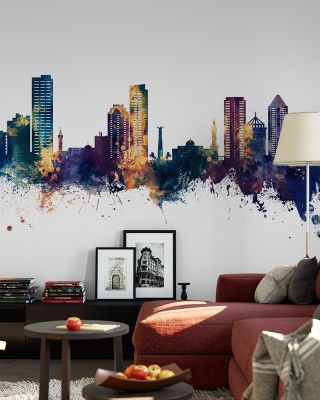 Umm Al Quwain Skyline Blue & Bronze Wallpaper