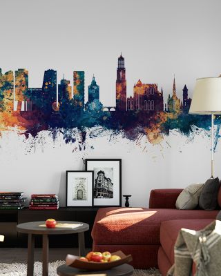 Utrecht The Netherlands Skyline Blue & Bronze Wallpaper