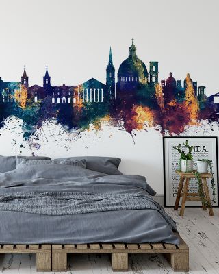 Valletta Malta Skyline Blue & Bronze Wallpaper