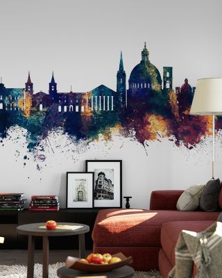Valletta Malta Skyline Blue & Bronze Wallpaper