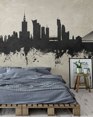 Warsaw Poland Skyline Concrete Wallpaper