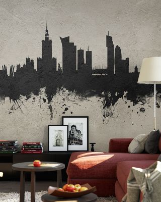 Warsaw Poland Skyline Concrete Wallpaper