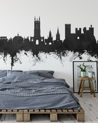 Warwick England Skyline Black & White Wallpaper