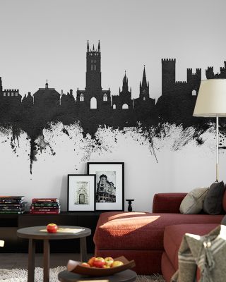 Warwick England Skyline Black & White Wallpaper