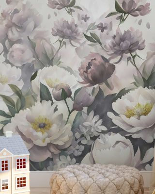 Watercolor Peonies Spring Floral Wallpaper