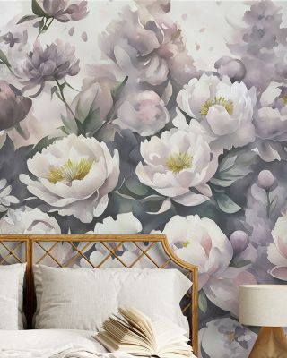 Watercolor Peonies Spring Floral Wallpaper