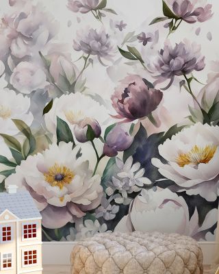 Watercolor Peonies Summer Floral Wallpaper