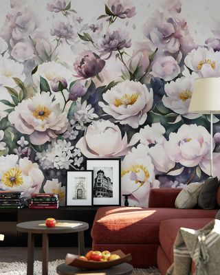 Watercolor Peonies Summer Floral Wallpaper