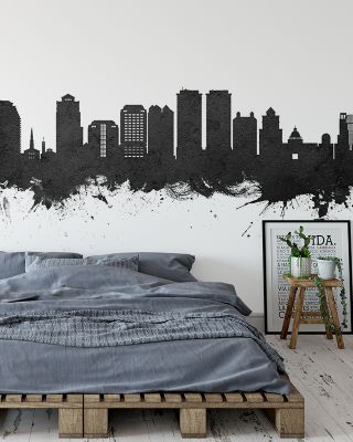 West Palm Beach Florida Skyline Black & White Wallpaper