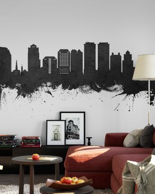 West Palm Beach Florida Skyline Black & White Wallpaper