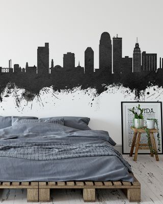 Winston-Salem North Carolina Skyline Black & White Wallpaper
