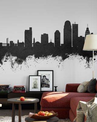 Winston-Salem North Carolina Skyline Black & White Wallpaper