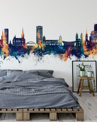 Wuppertal Germany Skyline Blue & Bronze Wallpaper