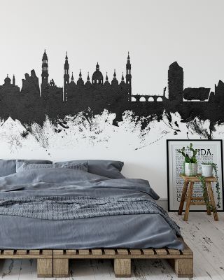 Zaragoza Spain Skyline Black & White Wallpaper