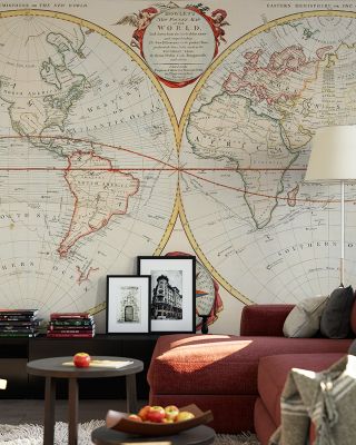 19th Century World Map Antique Cartography Wallpaper