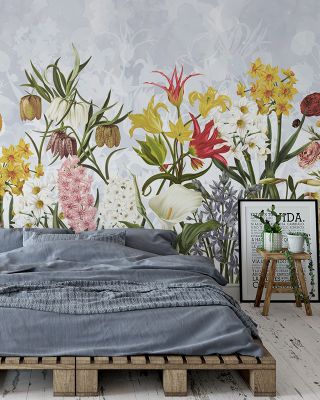 Happy Spring Flowers Bright Floral Wallpaper