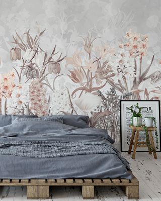 Happy Spring Flowers Light Pastel Floral Wallpaper
