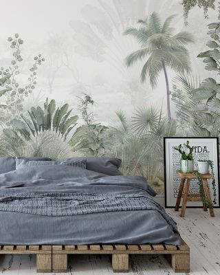 Jungle Grove Tropical Botanical Wallpaper