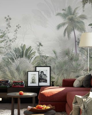 Jungle Grove Tropical Botanical Wallpaper