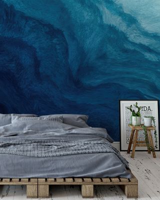 Layered Blues Abstract Ocean Wallpaper