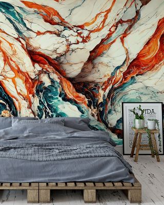 Marbled Waves Elegantly Flowing Wallpaper