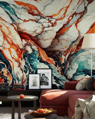 Marbled Waves Elegantly Flowing Wallpaper