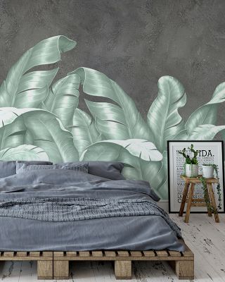 Metallic Leaves Modern Botanical Wallpaper