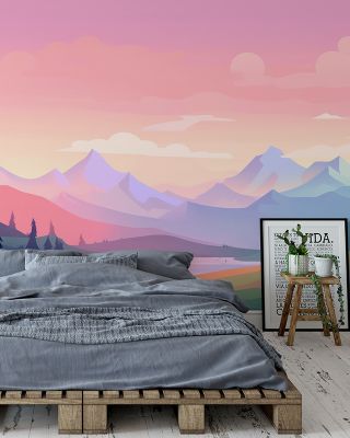 Pink Mountains Dreamy Landscape Wallpaper