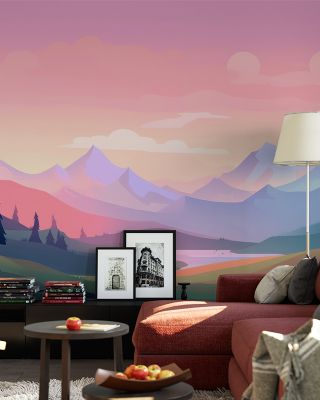 Pink Mountains Dreamy Landscape Wallpaper
