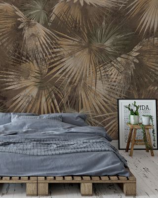 Retro Sunny Palms Vintage Tropical Wallpaper