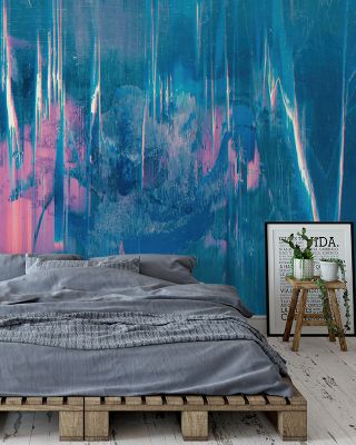 Teal Glitch Modern Abstract Wallpaper