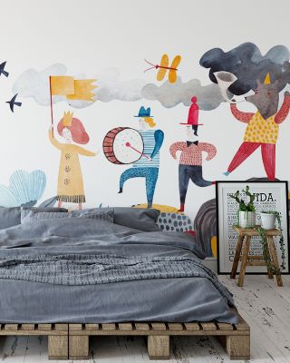 The Cheerful Parade Playful Children's Wallpaper