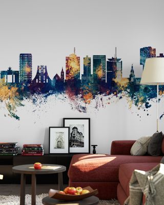 Accra Ghana Skyline Blue & Bronze Wallpaper